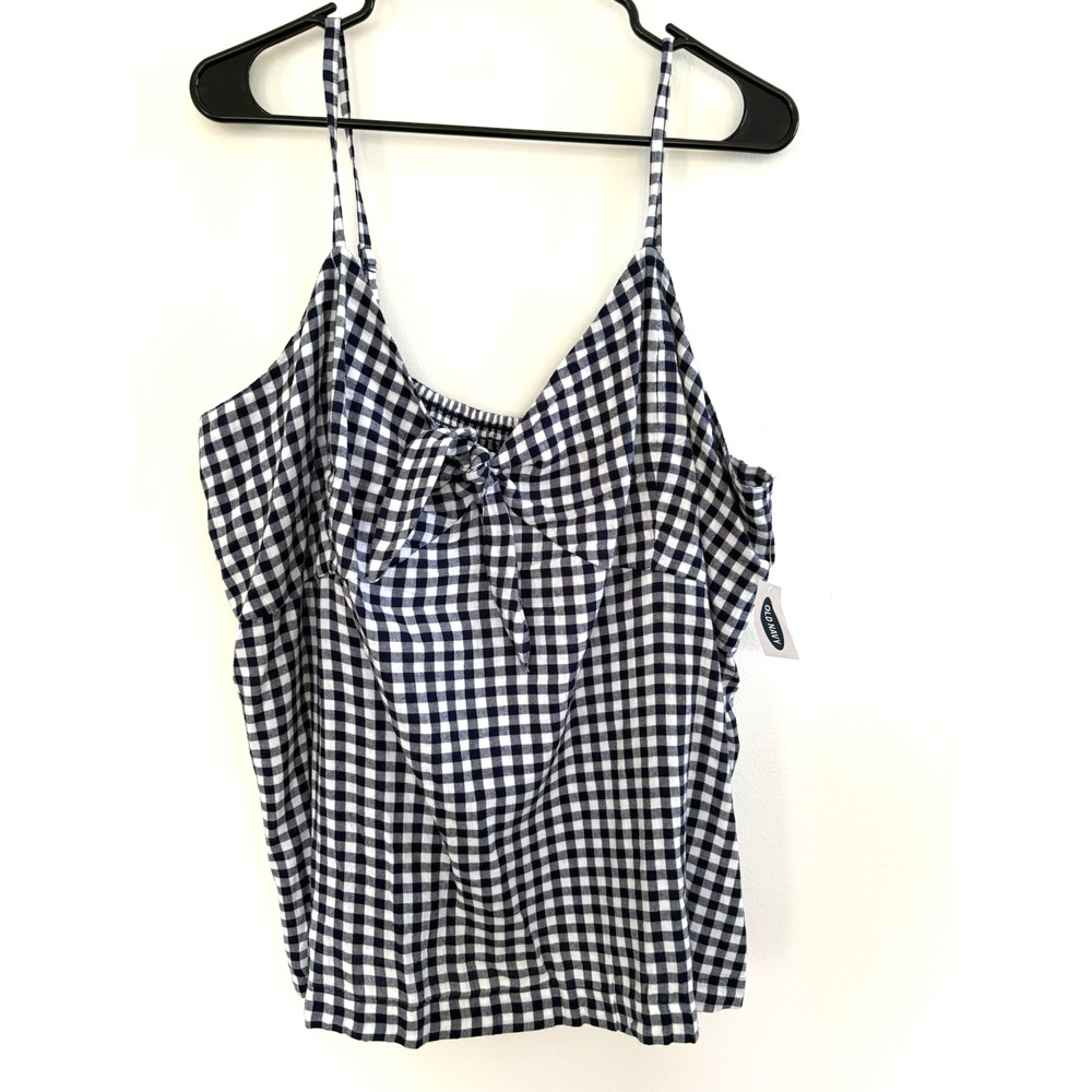 Old‎ Navy Blue Gingham Tie Front Camisole Top XXL Adjustable Straps 584105-00-1